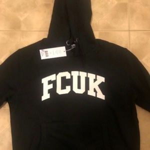 FRENCH CONNECTION FCUK SWEATSHIRT HOODIE - Black